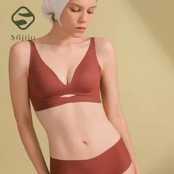 SUJIIN Sexy Bras Bralette for Small Breast Women Plunge Padded Wireless Seamless Push-up Bras Comfortable Fixed Cup Underwear Bh