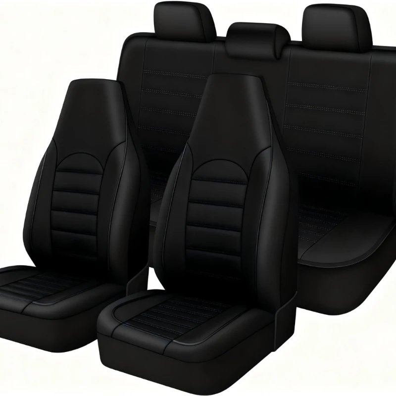 M76E Strukturierter Look Autositzbezug Kissen Universelle PU-Ledermatte für sicheres Fahren – Detail 1
