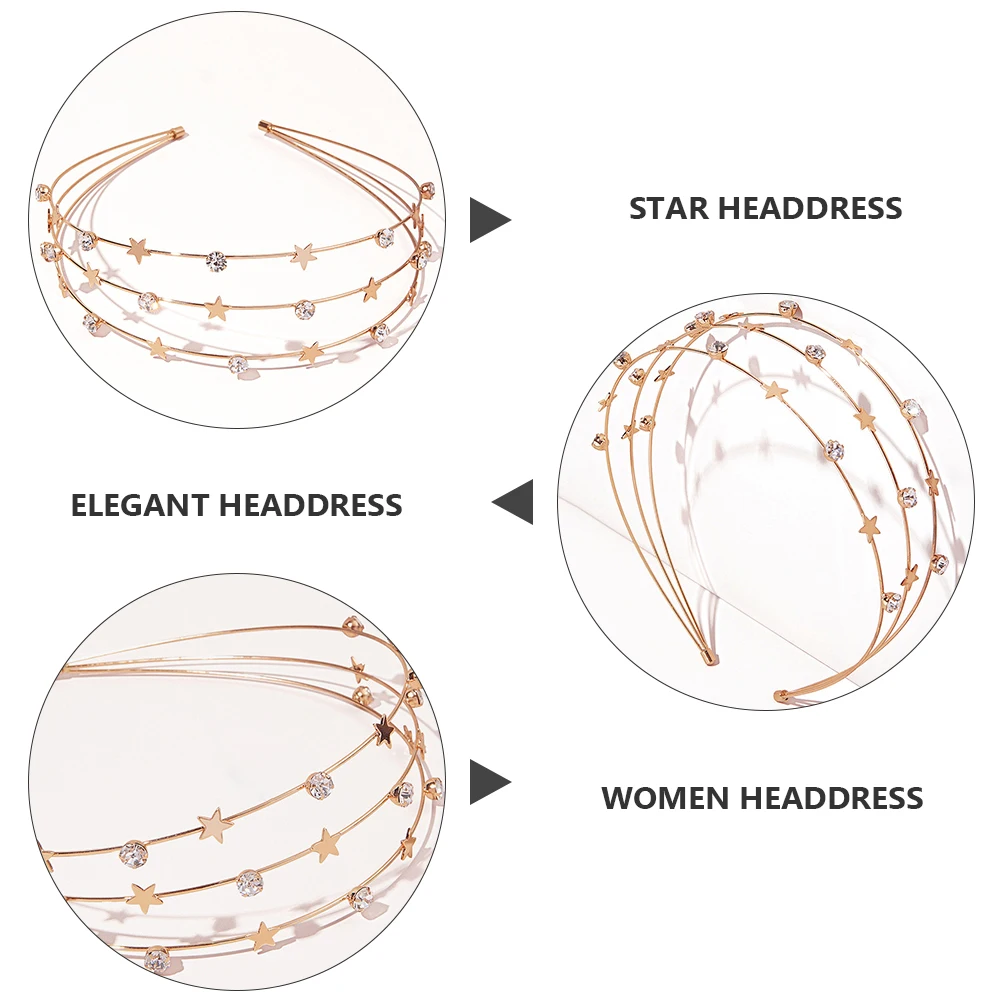 

2pcs Headband Glitter Star Hairband Stylish Rhinestone Wedding Party Everyday Comfortable Durable Universal Women Girls