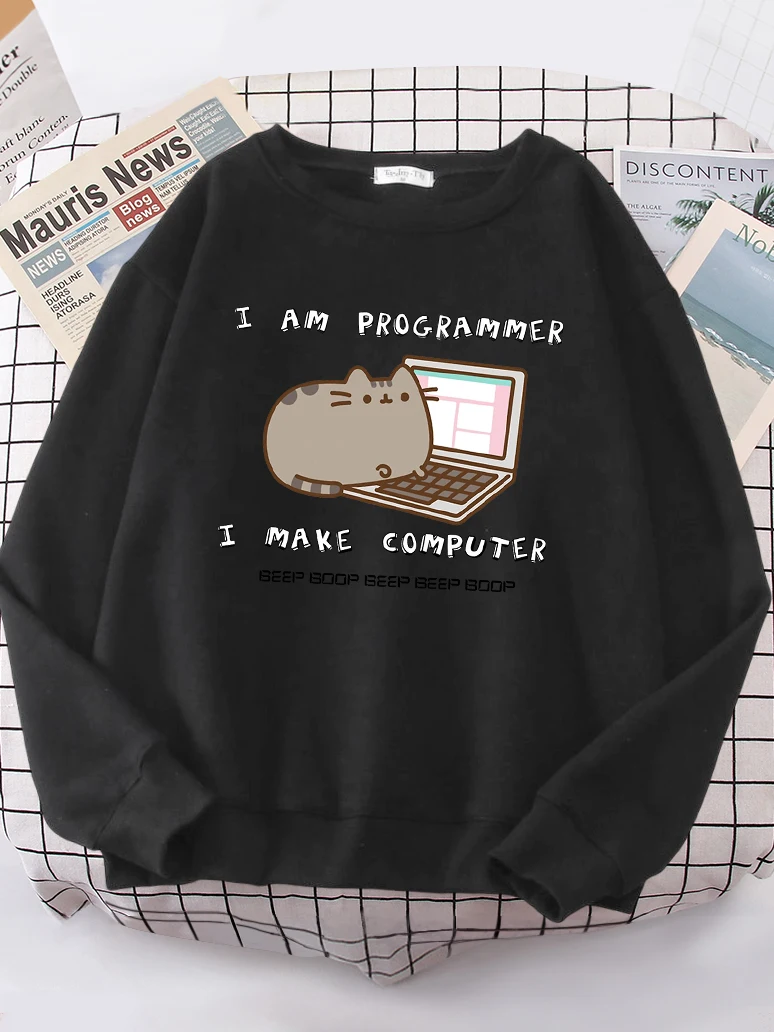 Ik ben programmeur, ik maak computer grappige kat vrouwen hoody Koreaanse mode sweatshirt straat casual kleding hipster losse sportkleding