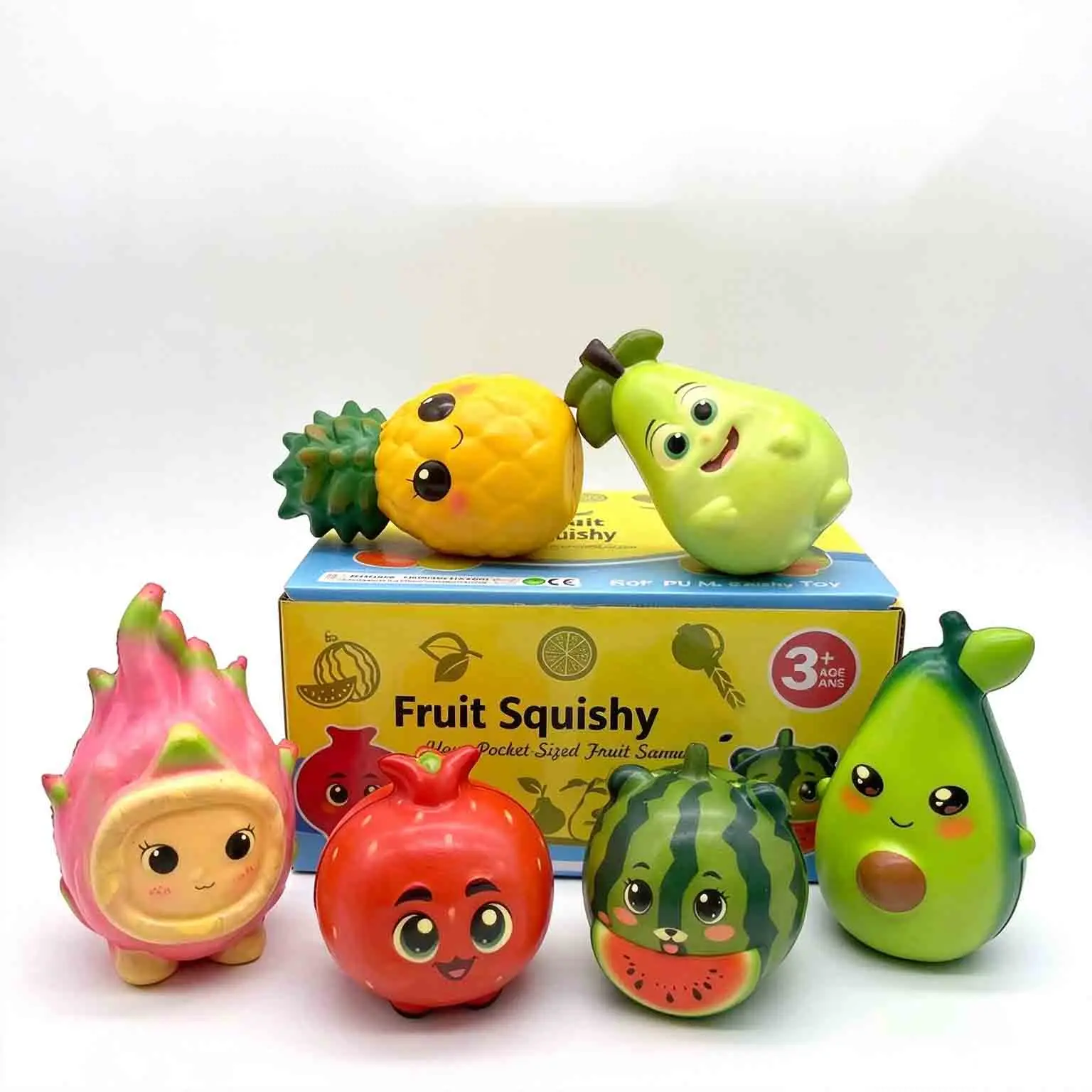 1/6pcs Creative Simulated Fruit Squishy, Pineapple Watermelon Slow Rebound Stress Relief Squeeze Gadget Relaxing Fidget Toy