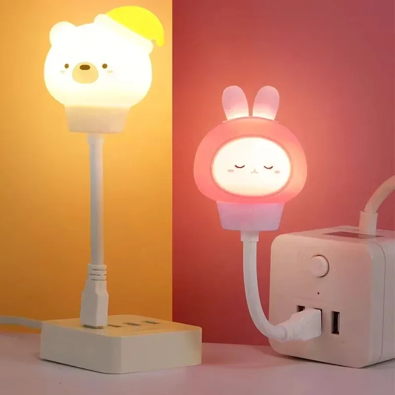 Pop USB LED Cute Cartoon Night Light Bear Rabbit With Remote Control For Baby Kids Bedroom Bedside Feeding Lamp Xmas Gift Decora
