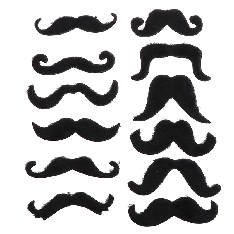 12Pcs/set Black Fake Moustaches Self Adhesive Joke Mexican Novelty Party Supply Funny Costume Props