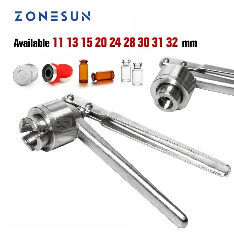 ZONESUN Handheld Manual Vial Crimper Sample Vessels Aluminum Cap Flip-off Cap Sealer Small Glass Bottle Capping Machine ZS-PVC1