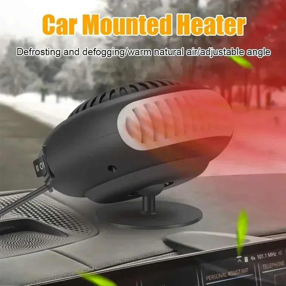  Portable Auto Car Heater Defroster Demister Electric Heater Windshield 360 Degree Rotation ABS Heating Cooling Fan 12/24V 200W 