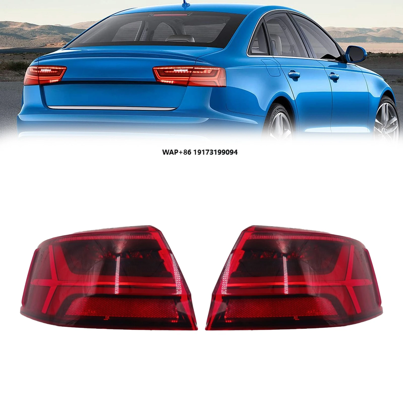 Pair LED Outer Taillight Assembly for  A6 2016-2018 Rear Lamp 4G5 945 095A Driver and Passenger Side with Bulbs