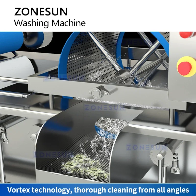Zonesun ZS-VW1500 Мойка для овощей Мойка для фруктов Машина для мытья овощей Очиститель фруктов и овощей Коммерческий очиститель овощей