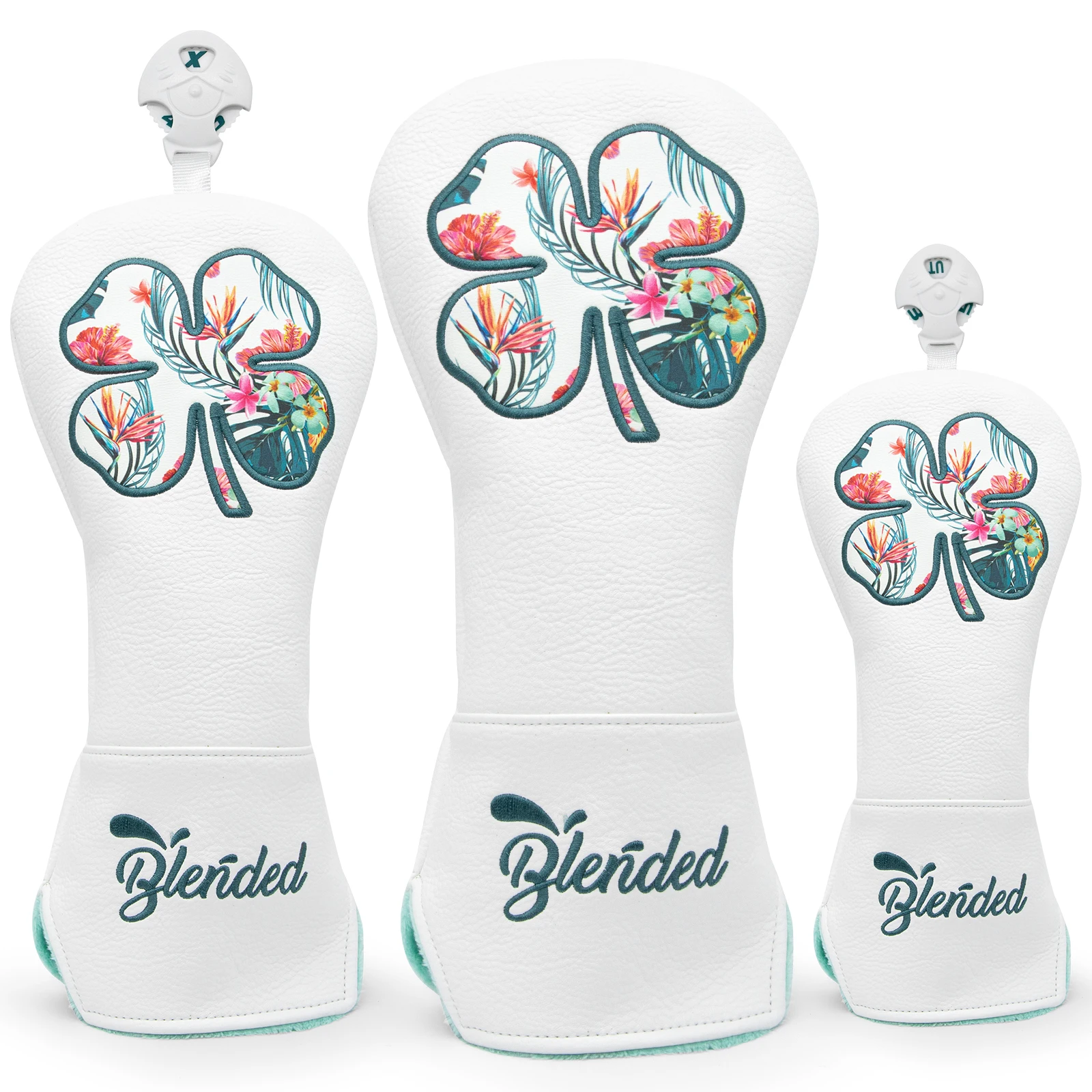 Golf Head Cover White Lucky Clovers High Quality Golf Club Head Covers Golf Fariway Wood Covers Hybrid Head Covers 3 Wood Headco