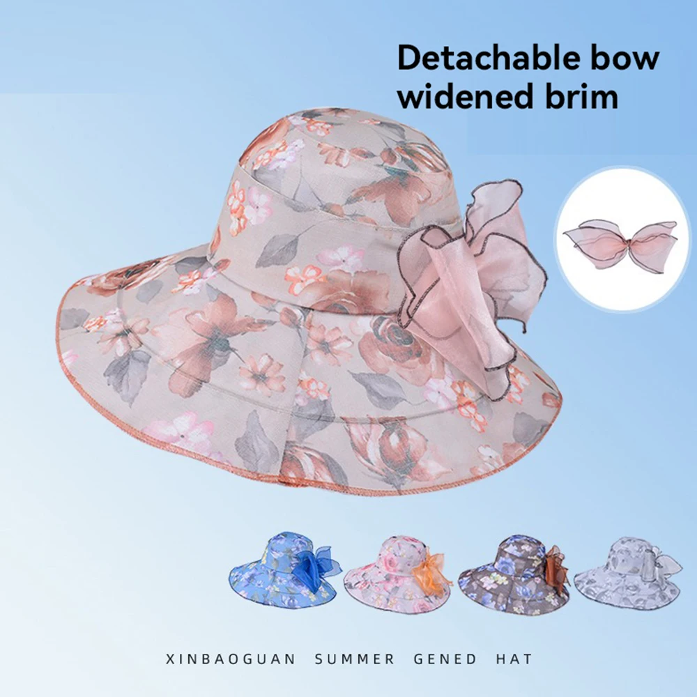 

Summer wide brim sunshade mom hat Outdoor beach sun block sun hat Breathable thin fisherman hat