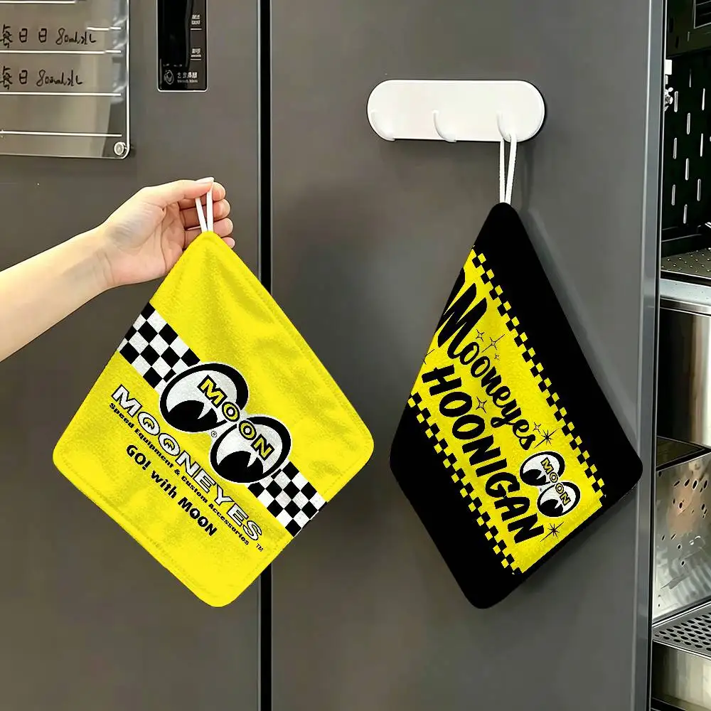 Modification Brands M-Mooneyes popular logo Reusable Hanging Kitchen Towel, Polyester Cotton Soft Fabric for Office Home