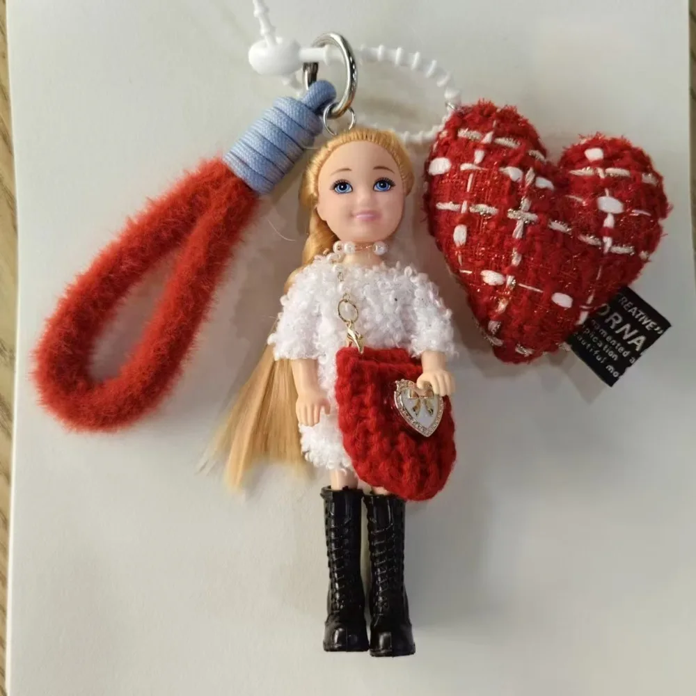 جديد لطيف دمية قلادة معلقة حلية DIY تغيير الملابس حقيبة سلسلة مفاتيح الملحقات