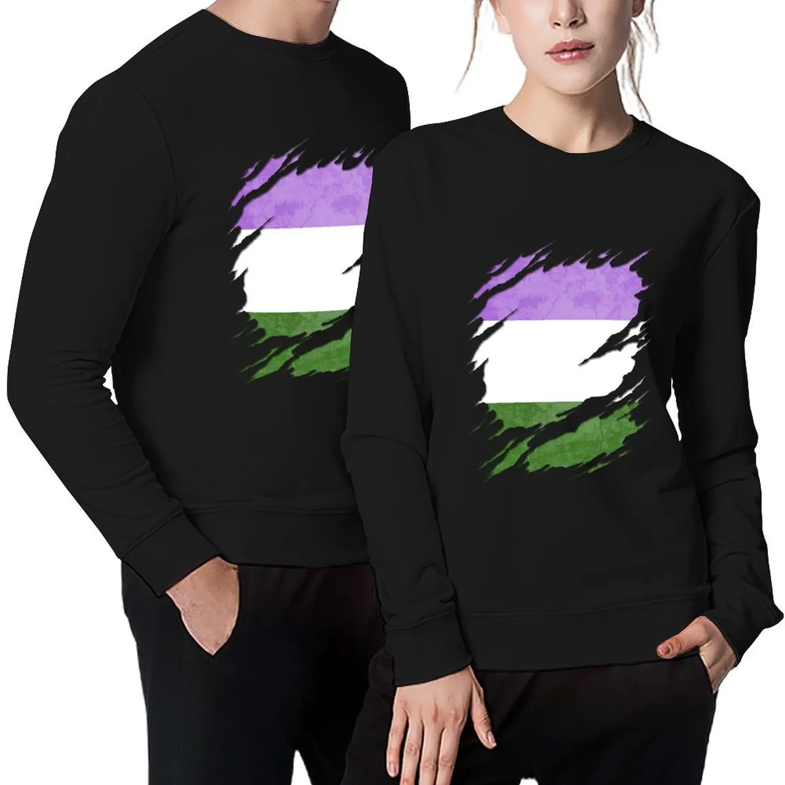 

Genderqueer Pride Flag Ripped Reveal Pullover clothes for men autumn men's coat men clothing new in sweatshirts