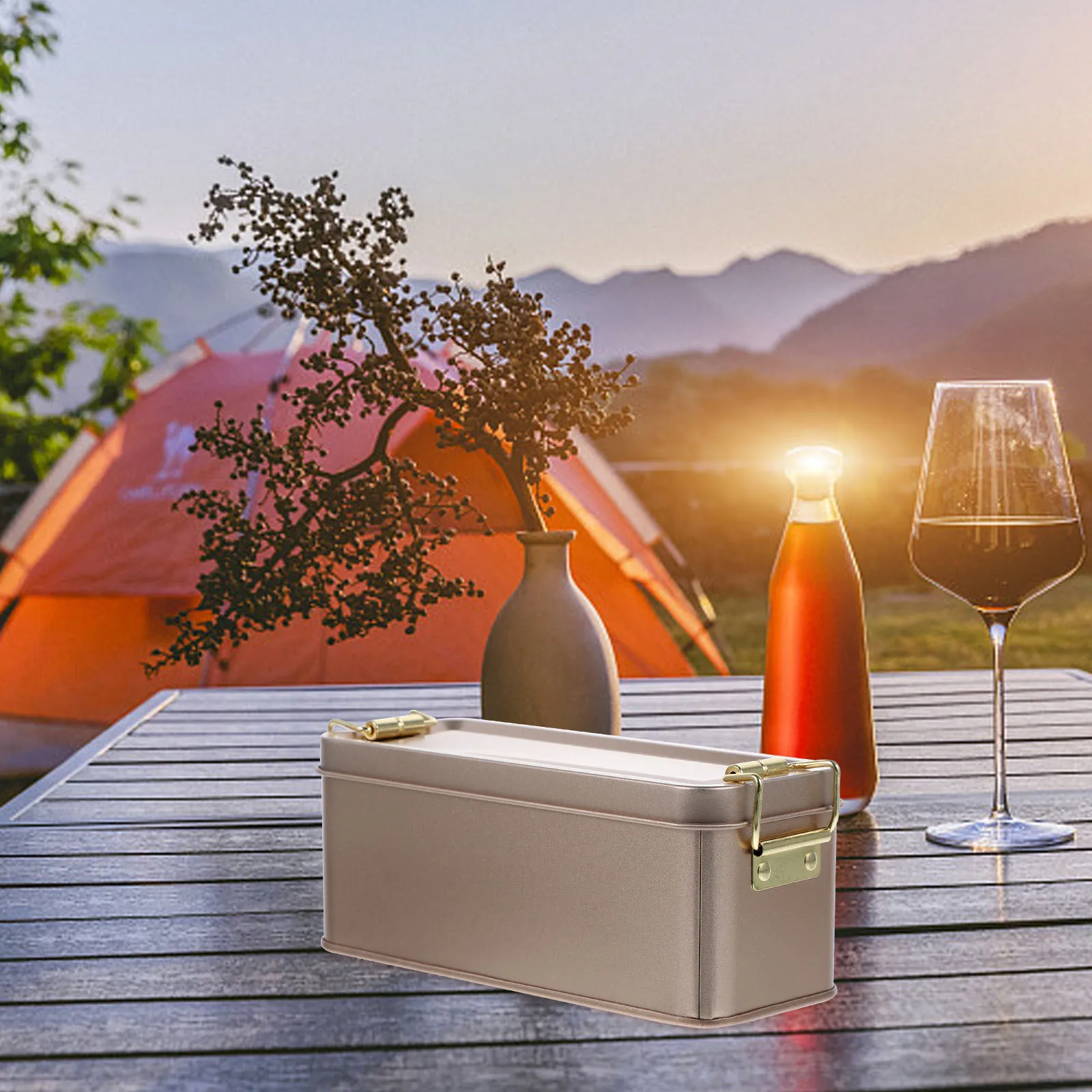 

Vintage Tinplate Storage Box Wear Resistant Cookie Container Cover for Home Kitchen Storage Decorative Metal Box