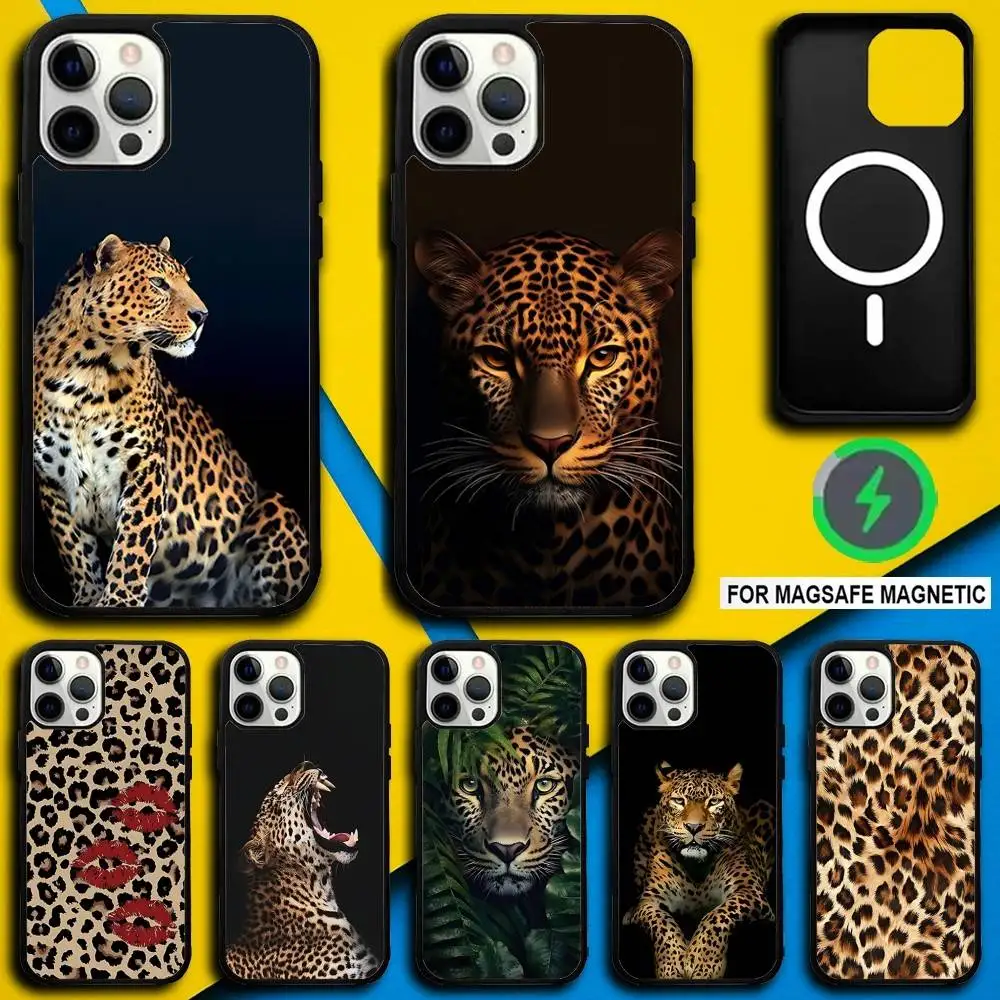 

L-Leopard Cool Phone Case For iPhone 17,16,15,14,13,12,11,Pro,Max,Plus,Mini,SE4,E Magnetic Magsafe Wireless Charging