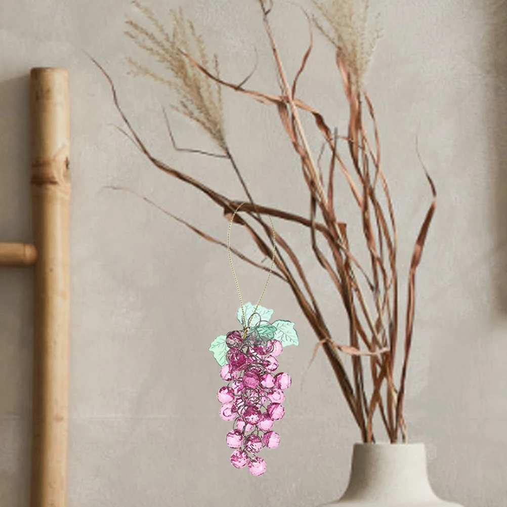 

4Pcs Acrylic Grape Beaded Ornament Hanging Decor Simulation Grape Cluster Party Supply Artificial Fruits Artificial Fruit