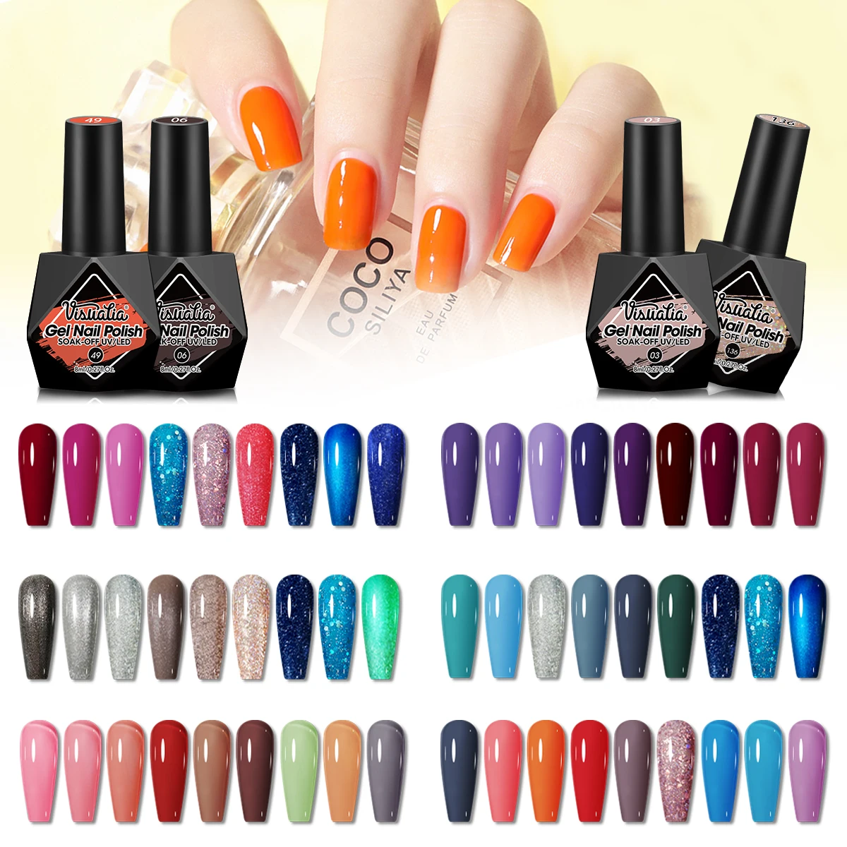 

Набор гель-лаков для ногтей, 9 шт., 8 мл, 9 цветов, красный, синий, черный, классический цветной гель-лак, УФ-светодиодный гель-лак для домашнего салона Na