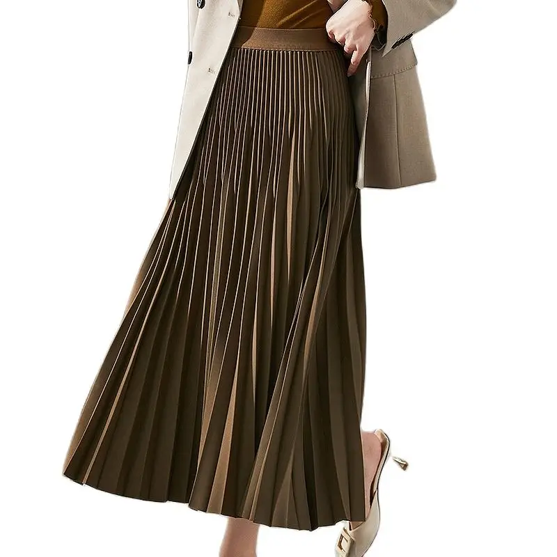 

Brand Women Thicken Warm Stretch Pleated Skirt Autumn Winter Long Ankle Length Elastic Waist A-line Dense Umbrella Skirts