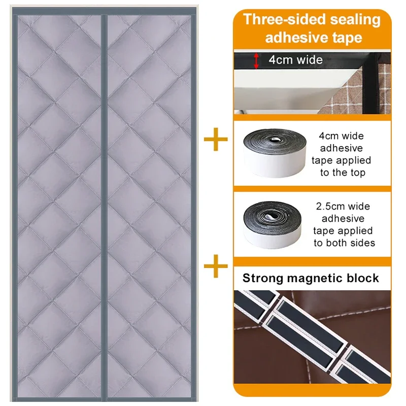 Windproof Waterproof Cotton Curtain Insulated Door Curtain Energy Saving Privacy Soundproof Heater Room Magnetic Thermal