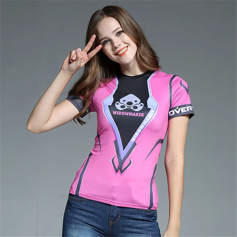 New Digital Printing Casual Short Sleeve Fashion T-shirt Overwatch 3D Printed T Shirt Tights DVA Summer Top Tee Tshirt Cosplay