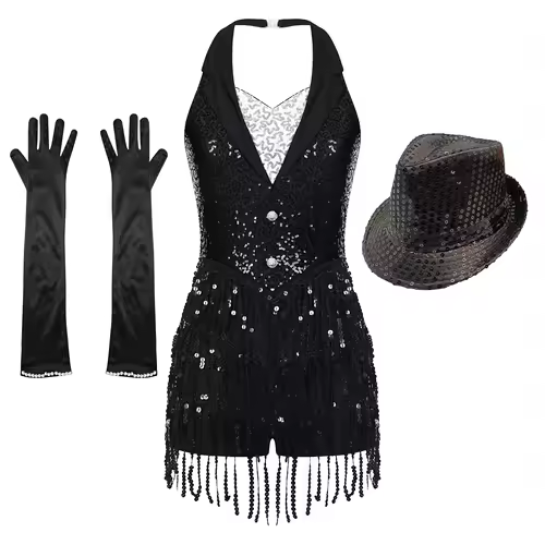 Women Modern Dance Dress Performance Costume Shiny Sequins Sleeveless Latin Jazz Tango Salsa Dance Leotard Bodysuit Dress Outfit - Image 13