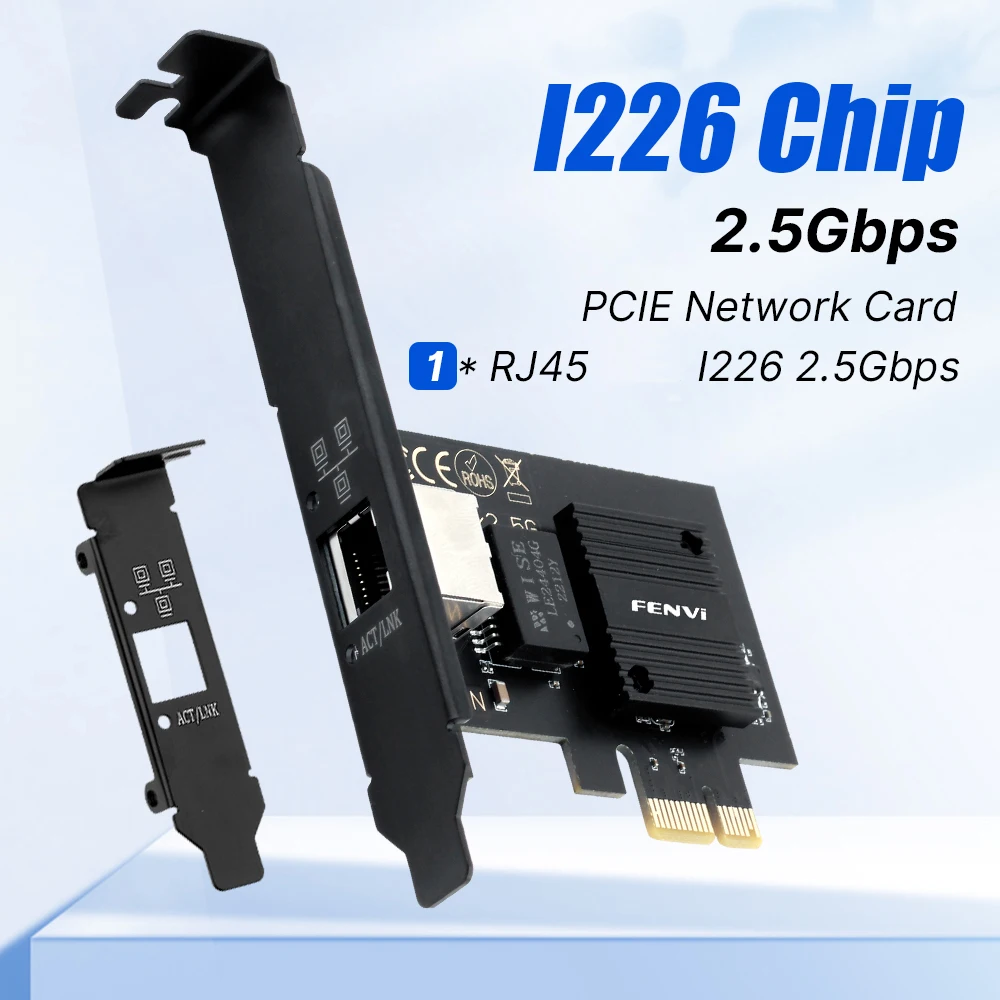 

FENVI 2.5G PCI Express To RJ45 Network Card For I226 PCI-E RJ45 Gigabit Ethernet 100/1000/2500Mbps WiFi Adapter