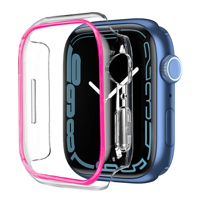 Luminous Cover for Apple Watch Case 49mm 45mm 41mm 44mm 40mm 38mm 42mm PC Bumper Protector iWatch serie Ultra 9 8 7 6 5 4 3 2 SE