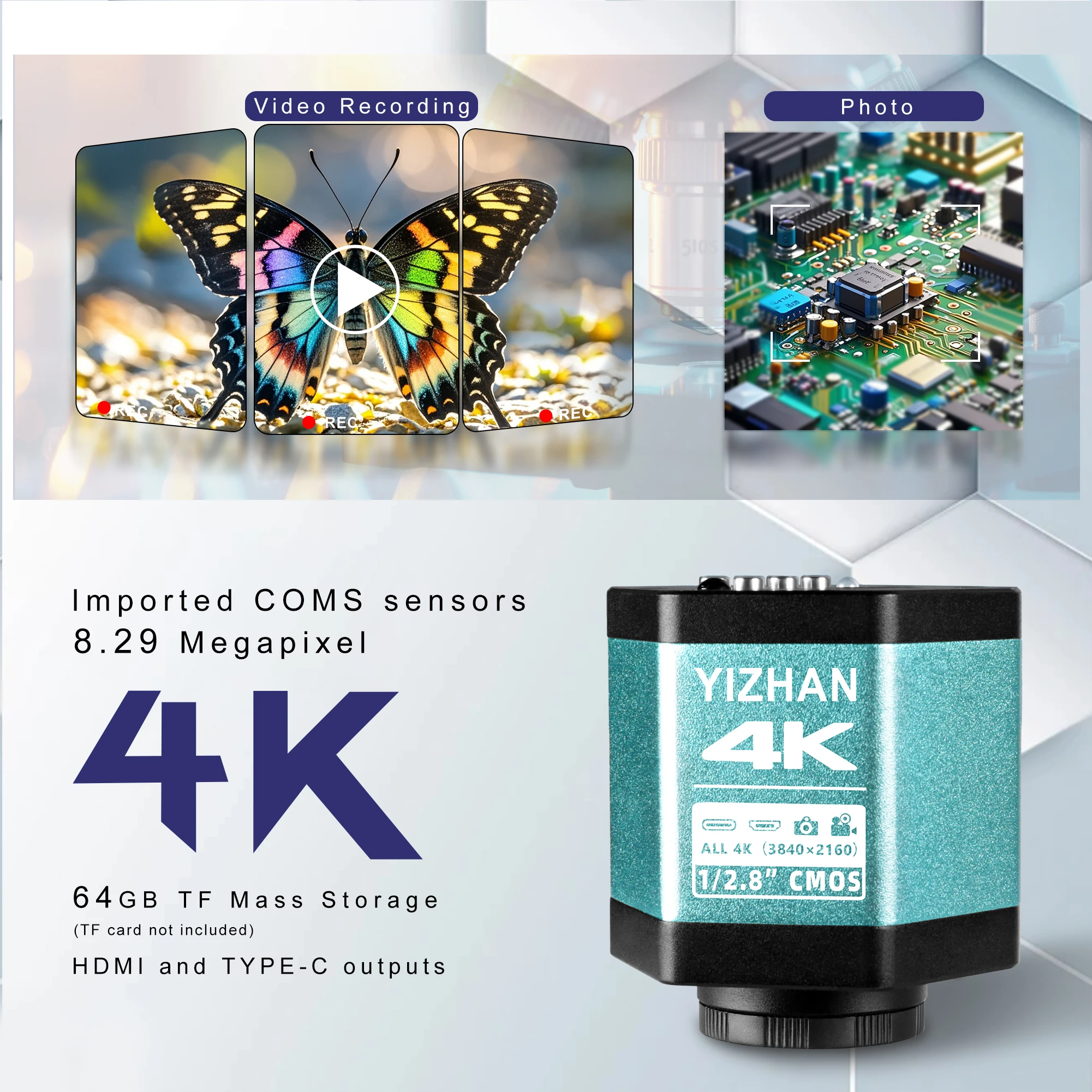 KUAIQU 4K Digitalmikroskop für Elektronik, 150X IMX145 Industriemikroskop Digitalkamera, Löt-Mikroskop für Handy-Reparatur, Videoaufnahmen, Fotos und Messungen möglich, Fünf Jahre Garantie – Detail 1