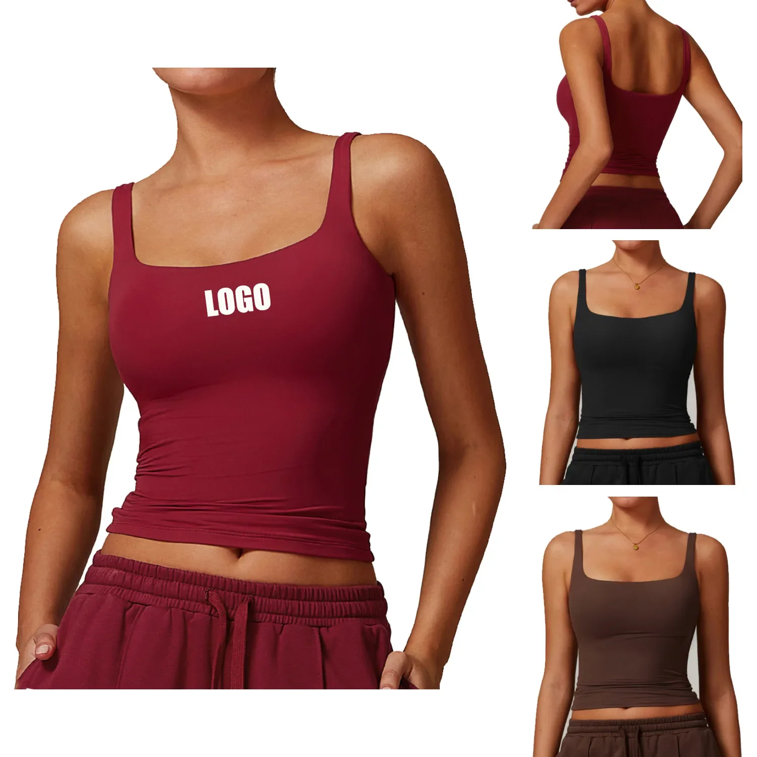 Custom LOGO Women's Tight Yoga Vest Quick-drying Fitness Wear Running Fitness Beauty Back Sports Top