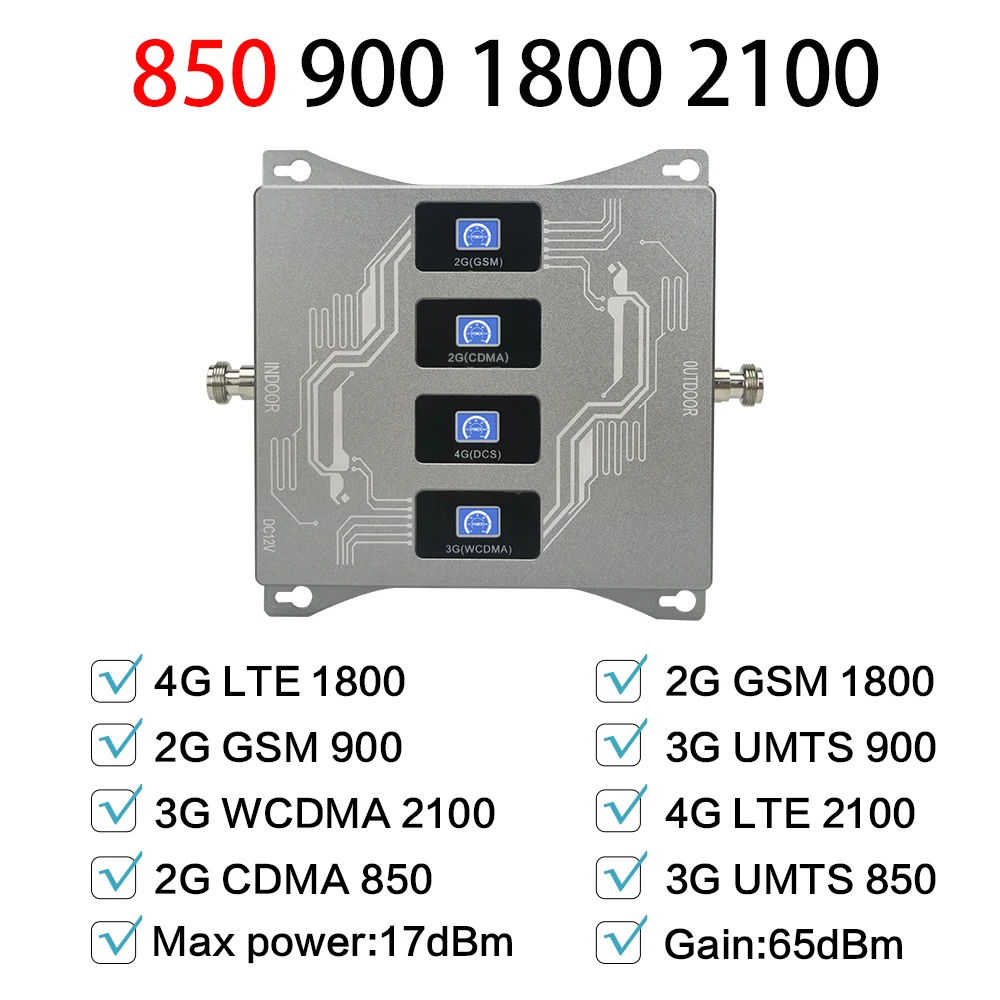 2100 신호 부스터 모바일 수신 증폭기 리피터 키트, 4 밴드 증폭기, CDMA UMTS LTE 700 850 900 1800, 2g, 3g, 4g