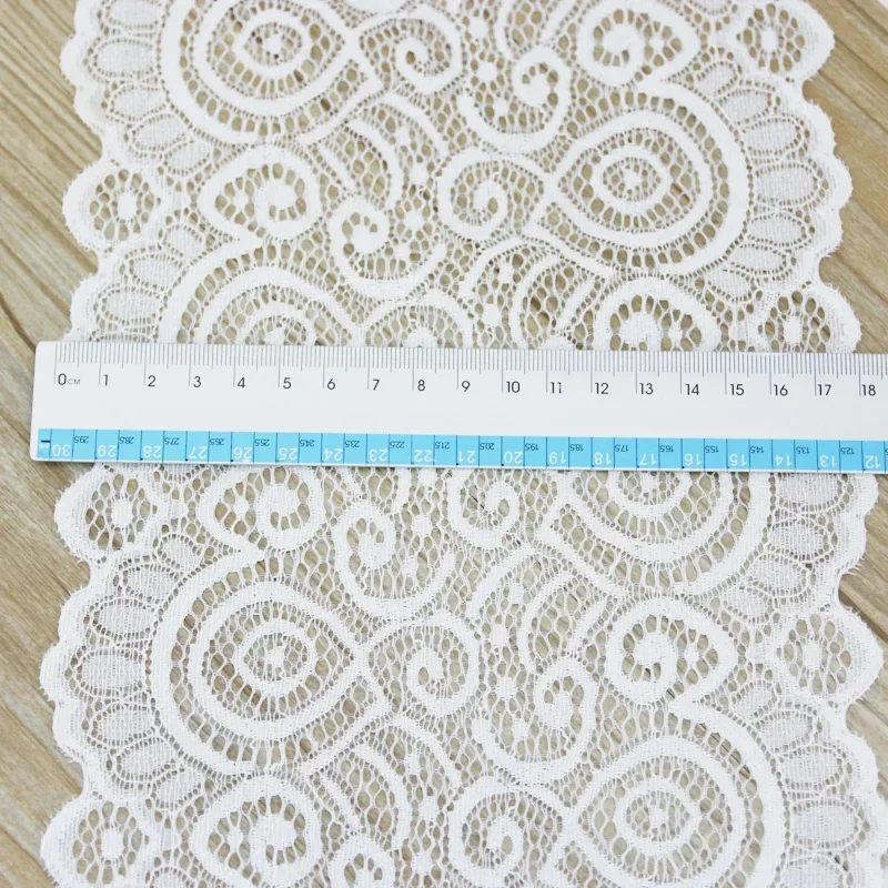 (3 Meters/lot) 18cm White Elastic Lace Fabric French Hollow Underwear Laces Trim DIY Clothing Decoration