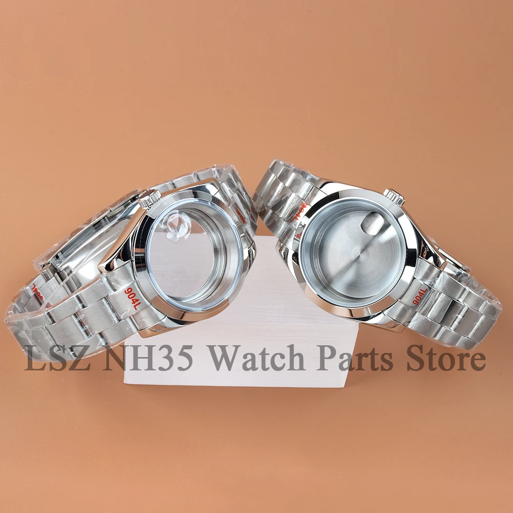 

Silver 36/39mm NH35 Watch Case 316L Stainless Steel Bracelet Fit Datejust NH35 NH36 Movement 28.5mm Dial Oyster/Jubilee Strap