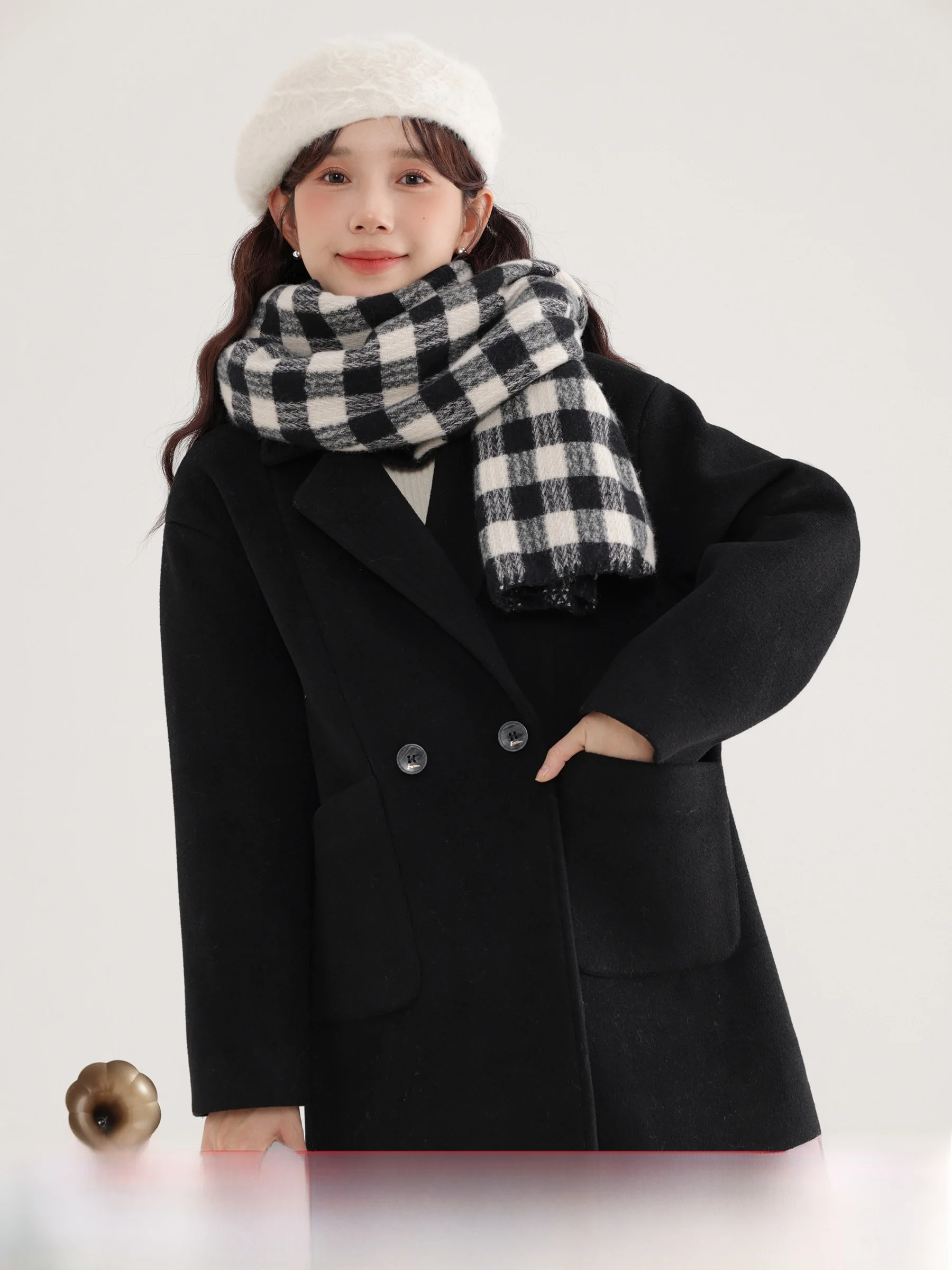

Lingjiu 2023 Winter Thiened Woolen Suit Sle Coat Women's Faionable Korean Version Long Sve Pure Color Commute Coat