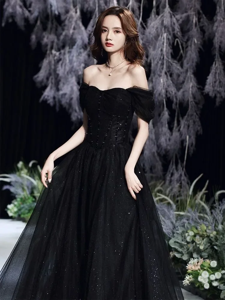 Evening dress  New style niche host banquet temperament toast bride dress