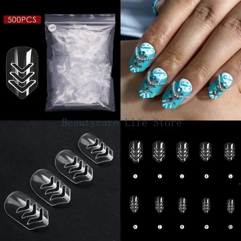 652C 500PCS中空の虚偽の爪のヒントプレスオンネイルスエクステンションシステム樹脂ネイルジェル