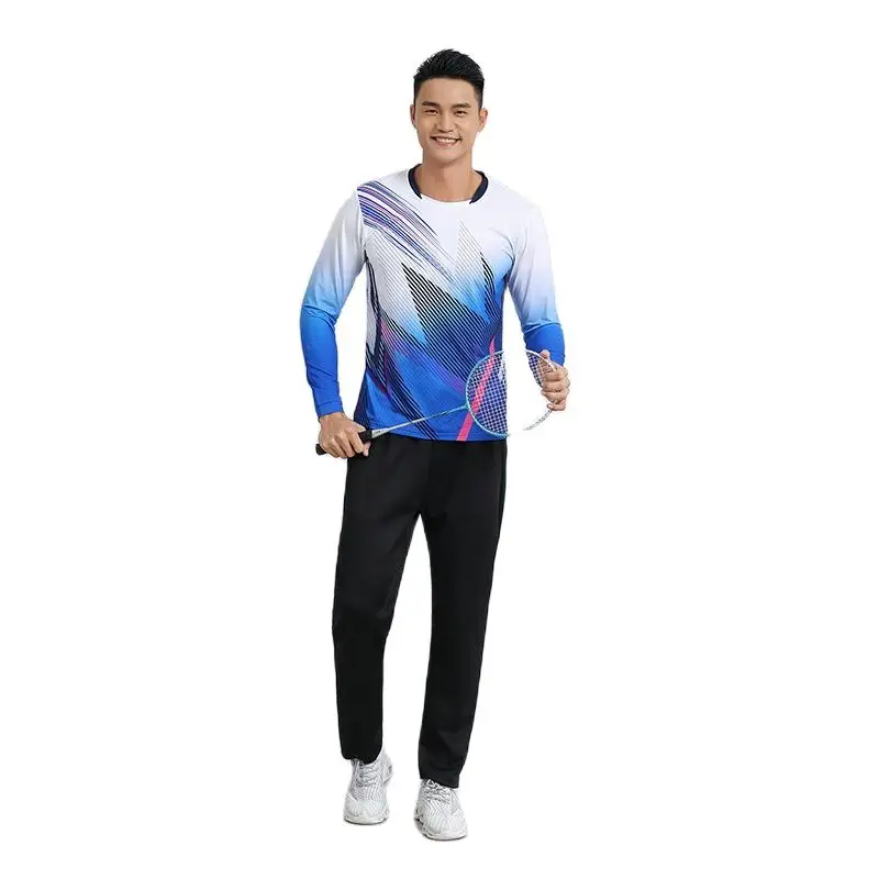 Camisetas y pantalones de Bádminton de manga larga para hombre y mujer, trajes de entrenamiento de bádminton, chándal de tenis, ropa deportiva, Otoño e Invierno