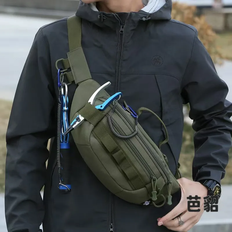 新しいメンズ多機能ウエストバッグ-lea-クロスボディバッグアウトドアマウンテンランニング戦術的なチェストバッグウエストバッグカジュアルスタイル