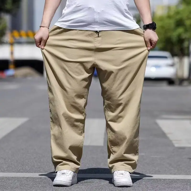 

Loose Straight Leg Men's Casual Pants Business Casual Thin Spring Summer Trousers for plus Size Guys Fashionable Loose Fit