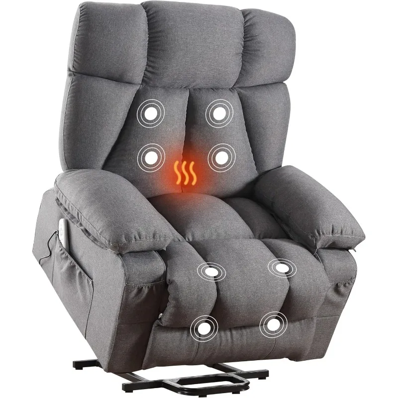 Oversized Power Lift Recliner Chair for Elderly, Big and Tall Lift Chair with Massage and Heat for Living Room