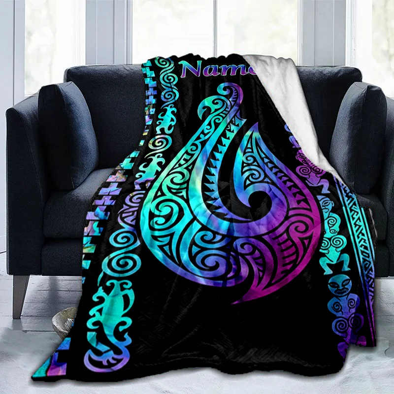 Maori Tattoo Custom Name Blanket Cozy Flannel Blanket Soft Warm Lightweight for Sofa Bed Office and Travel Ideal Gift Choice