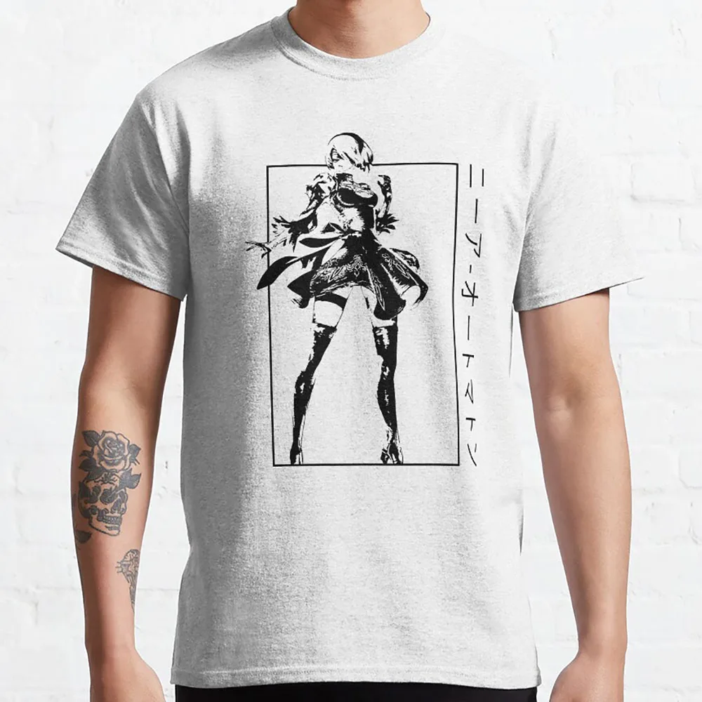 Retro Nier Automata Game of the Yorh No. 2 Type B Anime T shirt exy Waifu manga 2B graphic t shirts 100% cotton large size tops