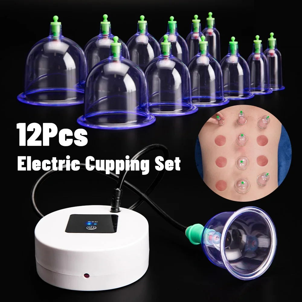12Pcs Vacuum Cupping Set Body Massager Suction Scraping Cup Fat Burner Therapy Anti Cellulite Slimming Massager Cans