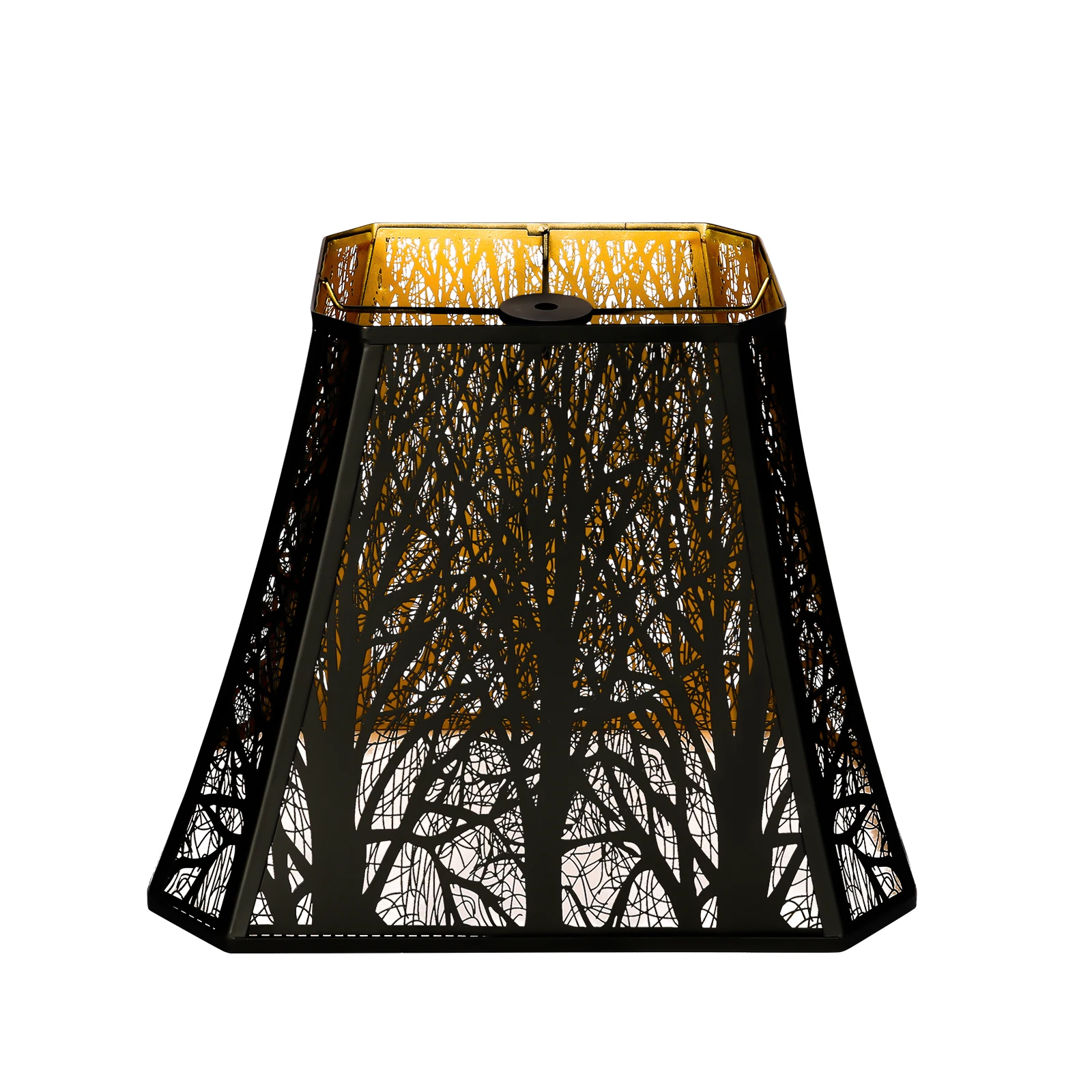 Etched Forest Metal Lampshade Rectangle Lamp Shade Fitter Floor Lamp Shade,  Large Metal Lampshade for Living Room Bedroo