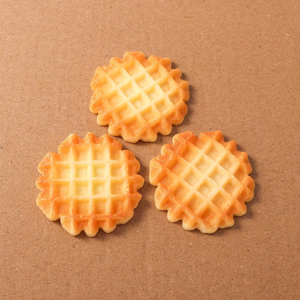4 Stück Simulierte Kekse Waffeln Biskuits Charms Flache Cabochons Verzierungen DIY Scrapbooking für Mädchen Haarspangen Stirnbänder Geschenk – Detail 5