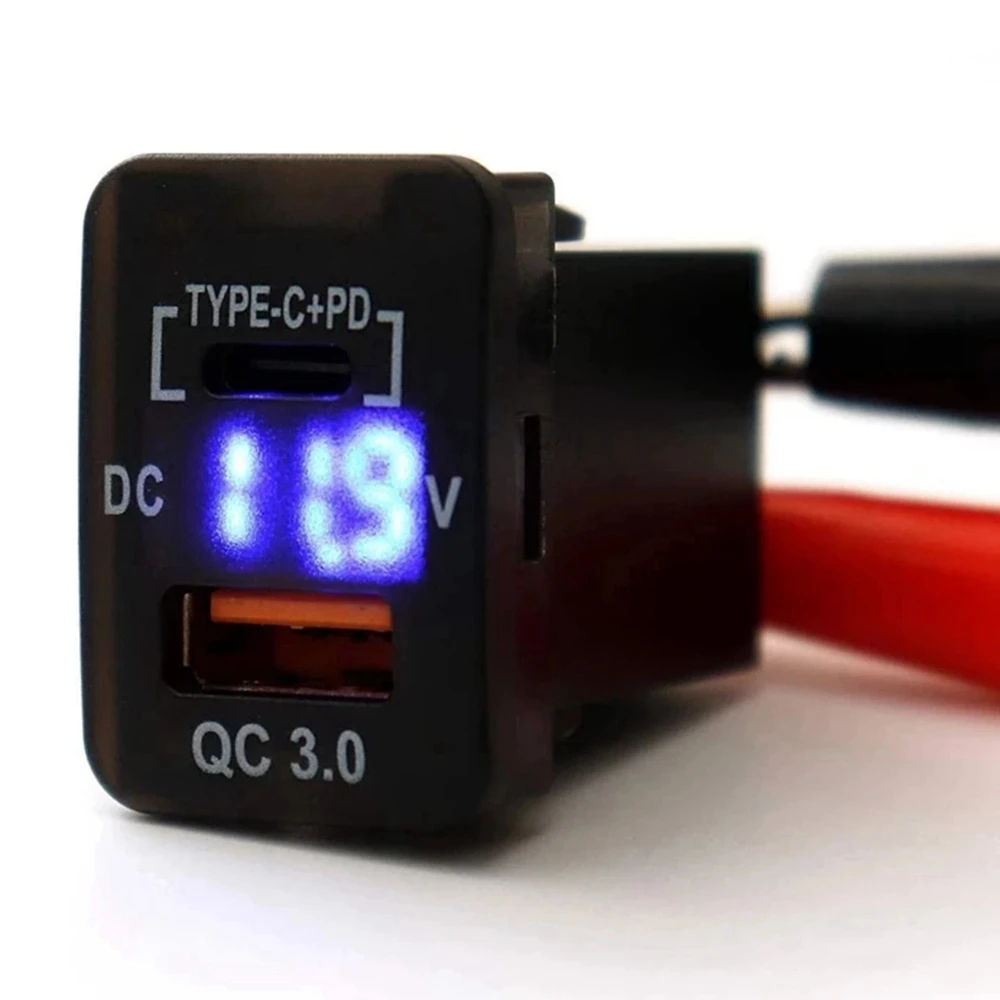 Ingenious-30X20MM Car USB QC3.0 Fast Charge With PD Type C USB Adapter For Toyota view 5