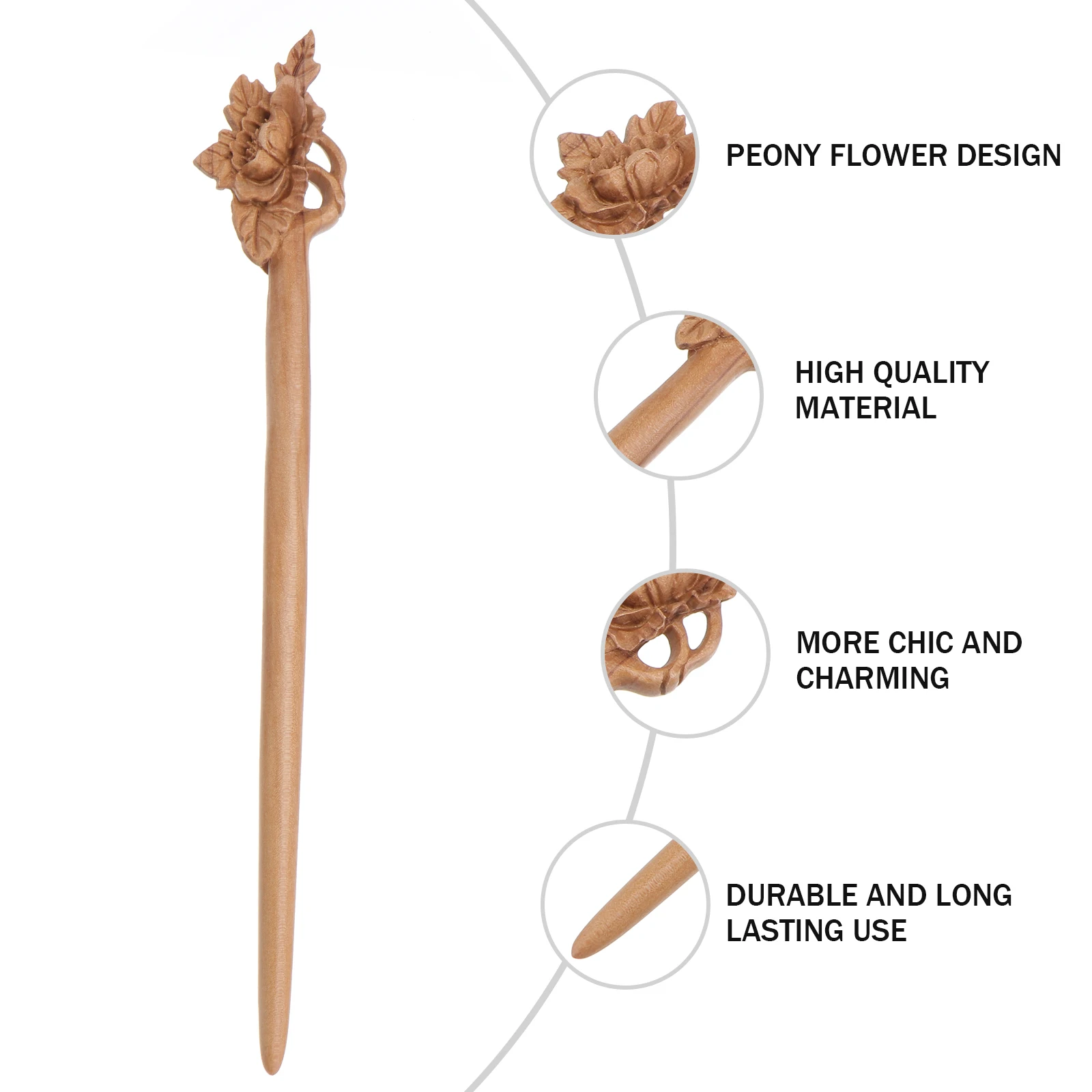 

Деревянные палочки для волос в стиле ретро, палочки для еды, женские декоративные заколки в японском стиле, прочный дизайн пиона, модные аксессуары