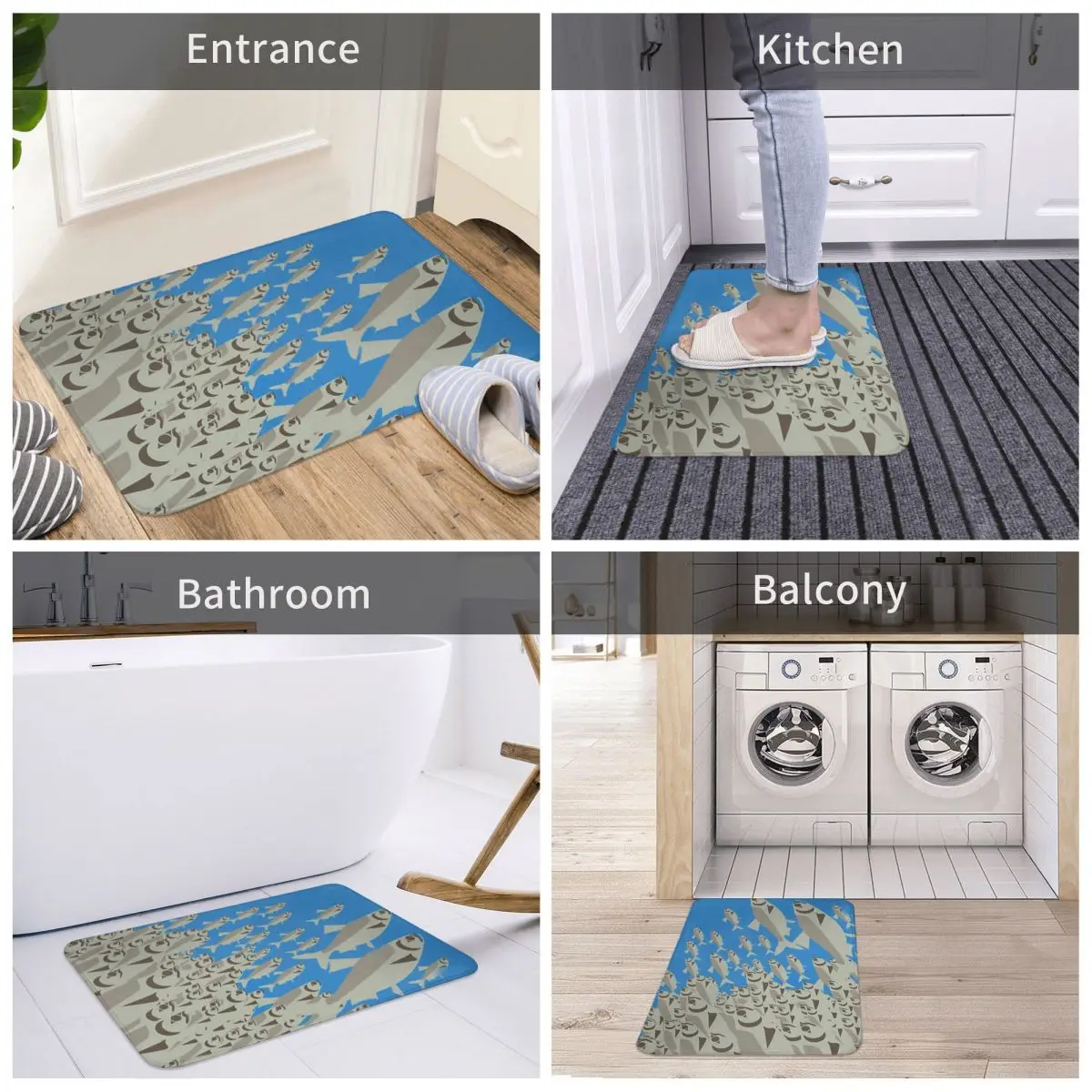 Coast Salish Herring Anti-Slip Doormat Kitchen MatSeaworld Floor Carpet Welcome Rug Bedroom Decor