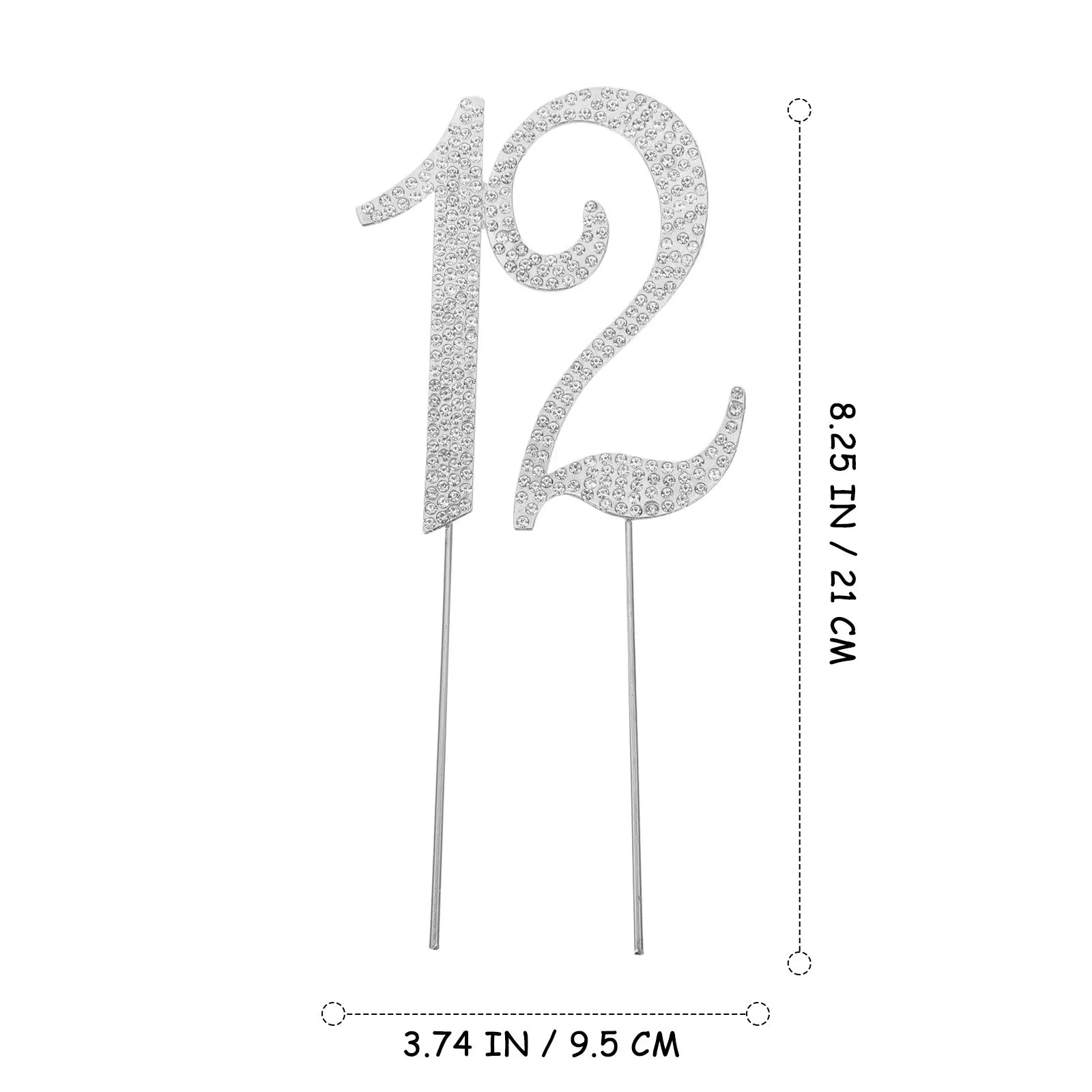 

Number Topper Rhinestone Alloy Decoration For 12Th Birthday Party Dessert Cake Topper Ornament Sparkling Cake Accessory