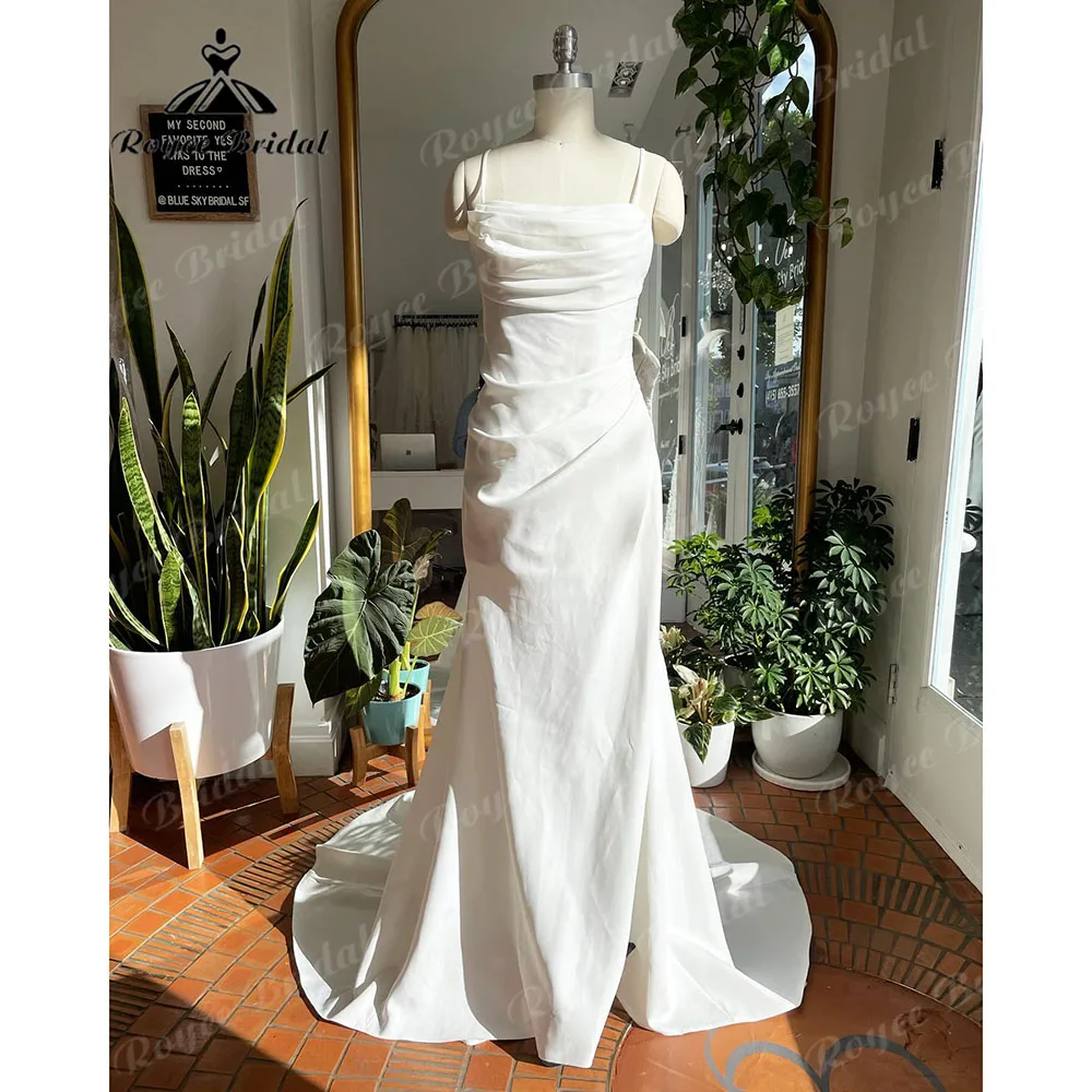 Sexy Soft Satin Pleats Spaghetti Straps Mermaid/Trumpet Wedding Dress for Bride 2024 Wedding Party Gown vestido de noiva sereia