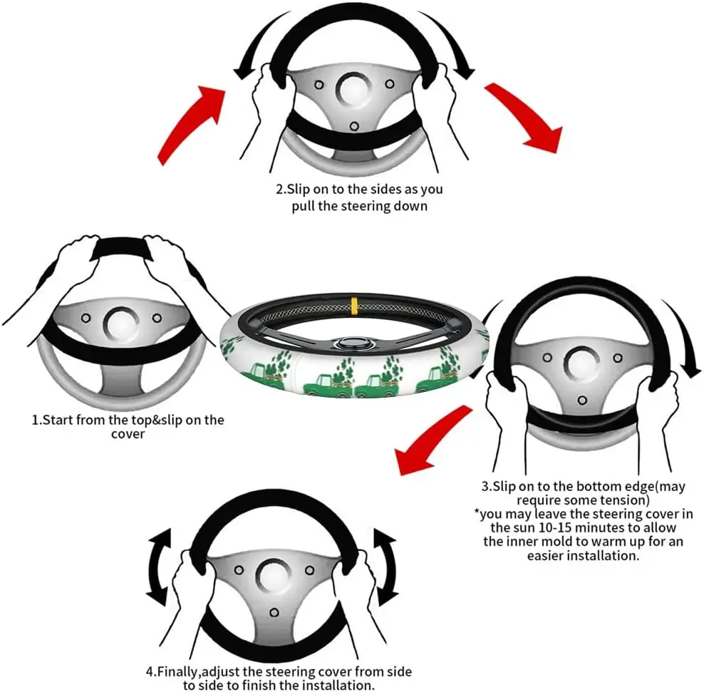 자동차 핸들 커버, 그린 럭크 트럭, 패트릭 픽업 트럭, 샴록 안전 운전, 미끄럼 방지 핸들 커버, St