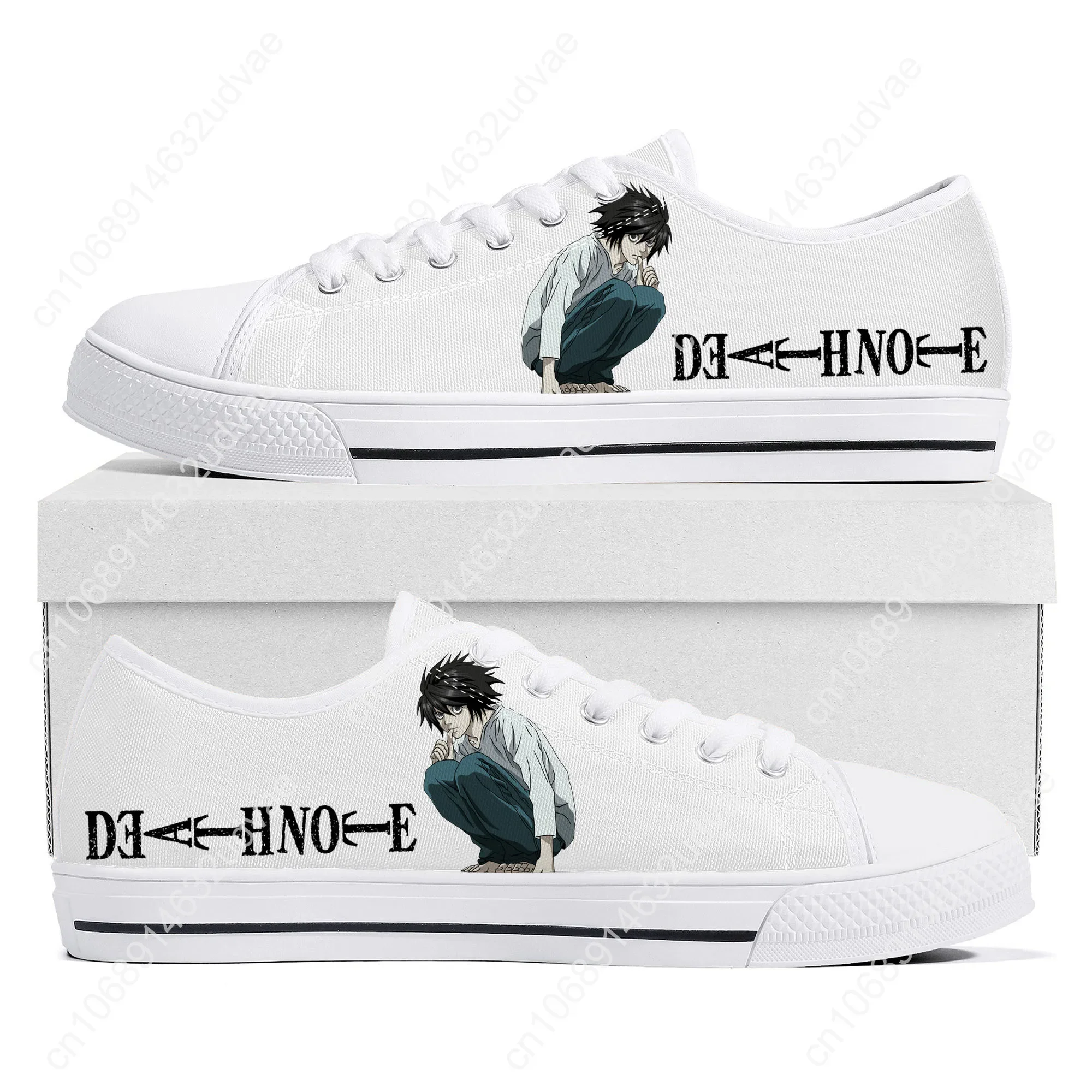 Cartoon Death Note Yagami Lawliet L Low Top Sneakers Mens Womens Teenager Canvas Sneaker High Quality Couple Shoes Custom Shoe